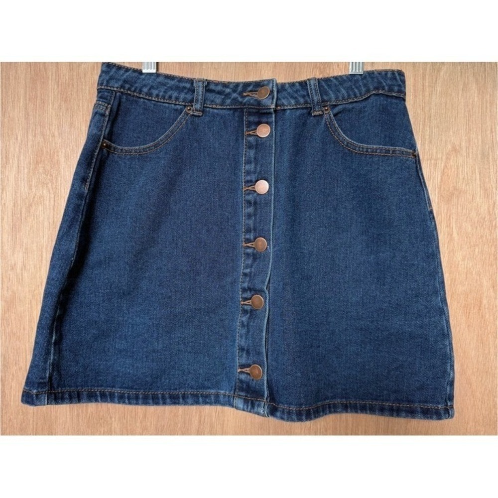 Forever 21 Blue Denim Button Down Front Mini Skirt L NWT Womens M Y2K